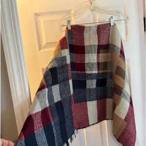 Pancho.   Multi color block print waist high pancho.